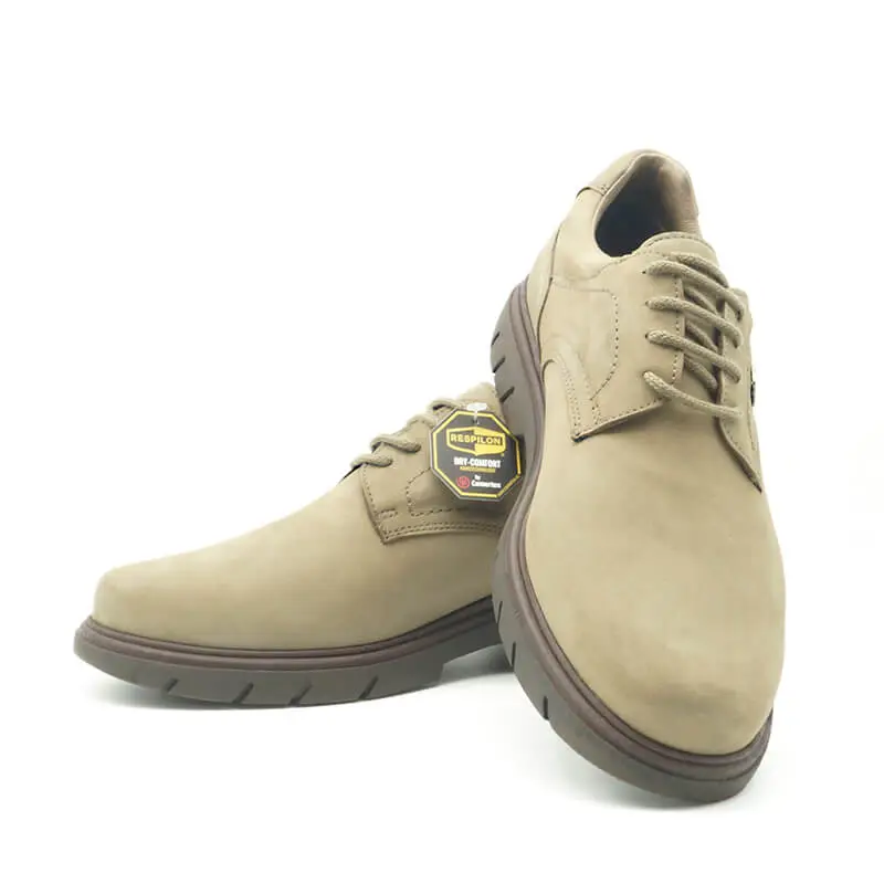 Zapatos Bay, casual con cordones hidrofugado modelo C510, color khaki-gris 5.
